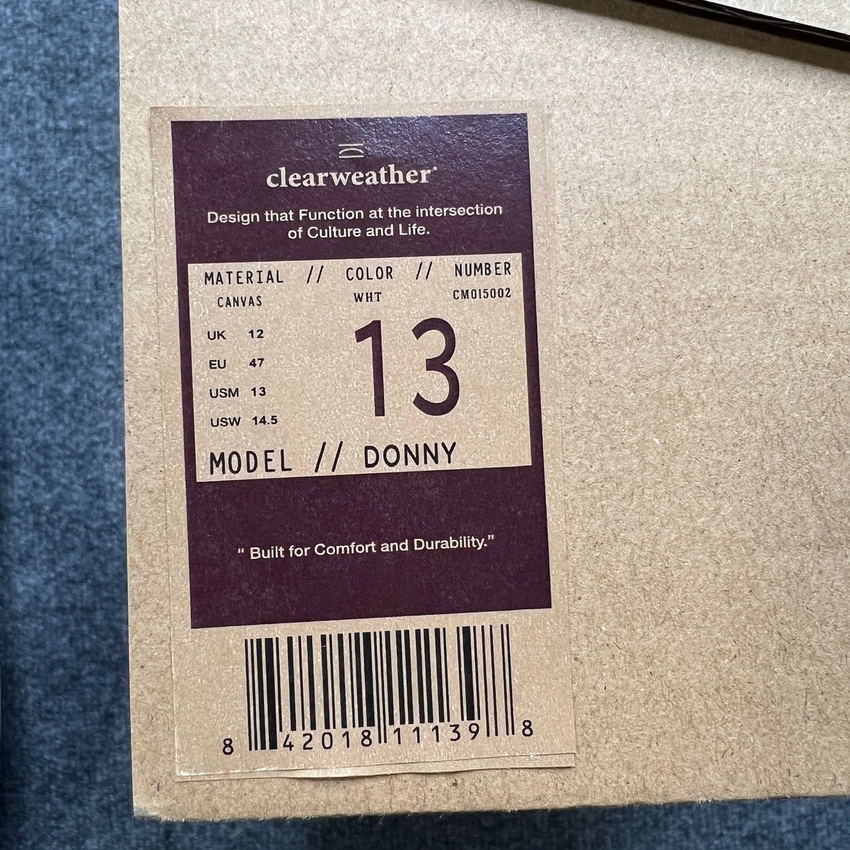 NIB Clearweather Donny Mens 13 Skate Shoes White Canvas Low 