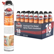 Kraken Bond FastCoat Closed Cell Spray Foam 18 Pk Class A FireRated Gun Not Incl