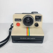 Polaroid White Rainbow Stripe One Step Land Instant Camera