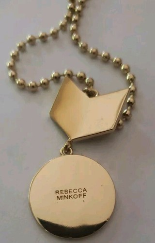 NWOT Rebecca Minkoff Paved Crystal & Gunmetal Stone Pendant On Ball Chain - Picture 3 of 6