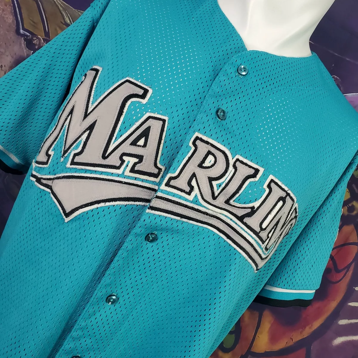 Preowned Majestic MLB Miami Marlins Jersey Size Large R1