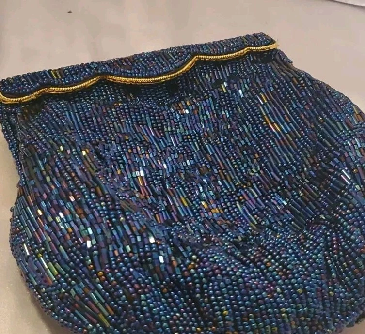 Minibolso LaRegale vintage azul brillante con correa de cadena dorado Foto 2 de 4