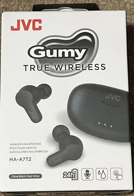JVC Gumy headphones New In Box true wireless 24 hours playtime Black HA-A7T2