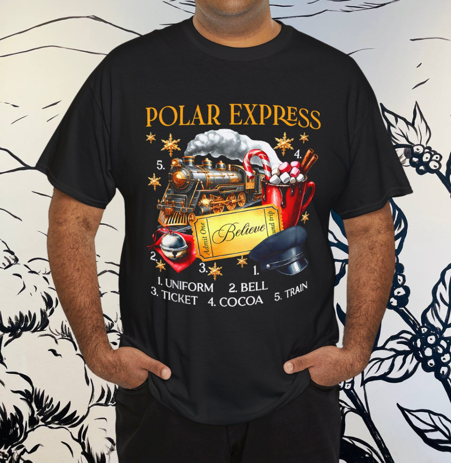 Vintage Believe Train North Pole Polar Express All Aboard Tee  