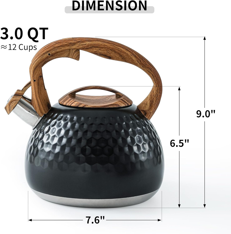 Tea Kettle, 3 Quart Whistling Tea Kettle, Tea Kettle for Stove Top