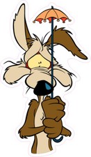 Wile E. Coyote Small Umbrella Vinyl Bumper Sticker Window Decal Multiple Sizes