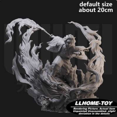 Anime DS Kamado Tanjirou Fire Sword Fight Resin 3D Print GK Figure DIY Model