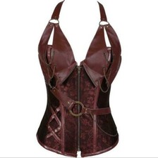 Womens Faux Leather Goth Punk Vest Punk Steampunk Lace Up Waistcoat