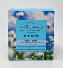 2 BATH & BODY WORKS FRESH COTTON WALLFLOWER FRAGRANCE REFILL BULB PLUG IN SCENT