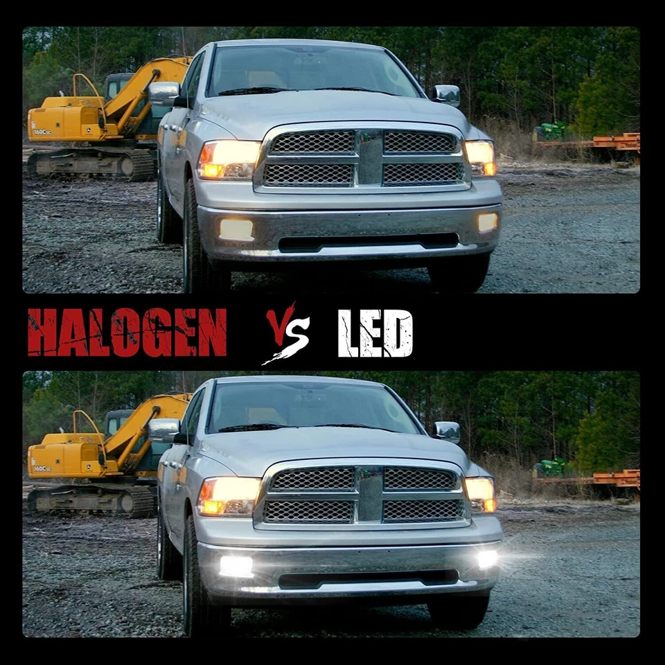 Juego de luces antiniebla LED con luces de circulación diurna Dodge Ram, 1 par de puntos de lente transparentes Foto 2 de 4