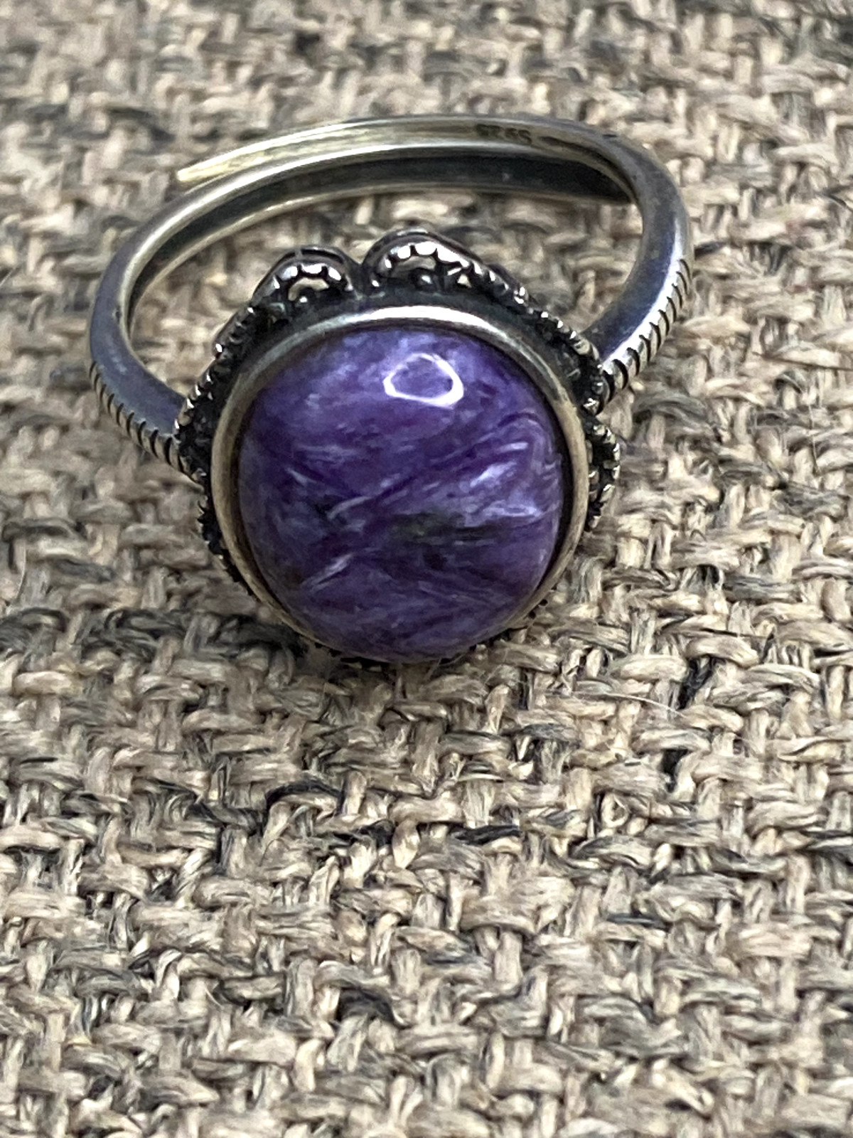 Charoite S925 Silver Adjustable ring - image 2