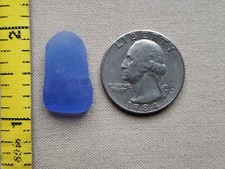 GENUINE BEACH SEA GLASS SURF TUMBLED CORNFLOWER LIGHT BLUE PENDANT FROSTED L11
