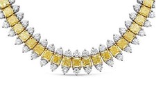 LARGE 49.10CT DIAMOND 18KT 2 TONE GOLD CUSHION & ROUND ETERNITY TENNIS NECKLACE