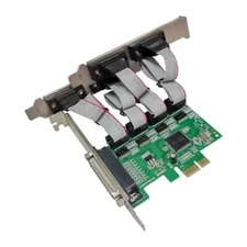 4 Port Serial RS-232 Ports & DB-25 Parallel Printer PCIe X1 Controller Card 