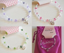 Girl Child Bracelet w/SWAROVSKI Elements Sterling Silver Charm Heart Cross Peace