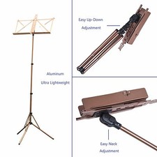 Paititi High Quality Durable Adjustable Folding Music Stand with Bag CoffeeColor
