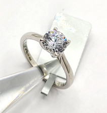 S925 Sterling Silver 2.00CT CZ Solitaire Round Brilliant Cut Ring sz 9