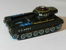 VINTAGE TIN LITHO TOY TANK- JAPAN- VINTAGE U.S. ARMY TOY TANK- FRICTION TOY