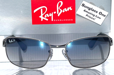 Ray Ban Gunmetal POLARIZED Gradient Blue Grey Lens Sunglass RB3478
