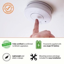 Photoelectric Smoke Alarm Battery Powered Optical Sensor Large Hush Test Button
