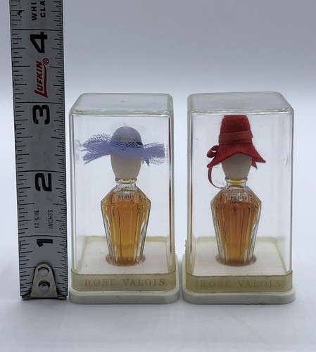 1950s Vintage Rose Valois Marotte Miniature Perfume Bottles In Cases - Lot of 2! - Picture 7 of 7