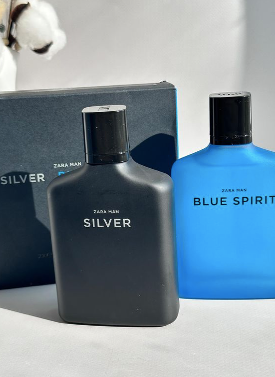 ZARA MAN SILVER EDT 80ML + ZARA MAN BLUE SPIRIT EDT 80ML 2X (2.71 FL. OZ)