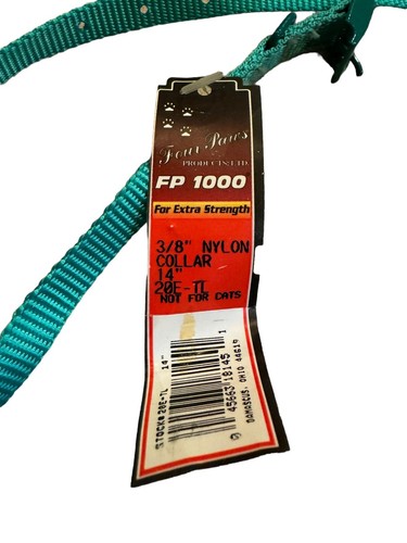 Four Paws Single-Ply Nylon Dog Collar 3/8 14 Inch Teal - Picture 3 of 3