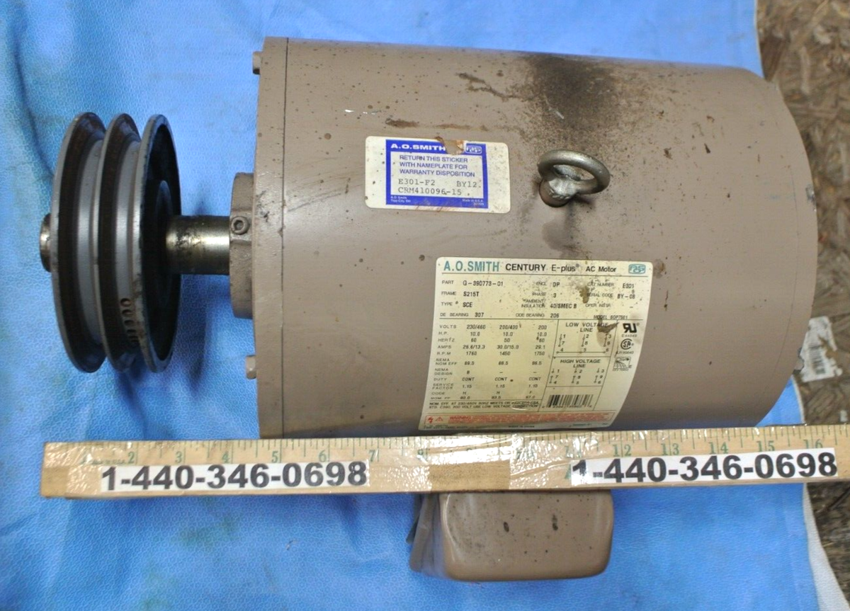 A.O. SMITH CENTURY E-PLUS 3 AC MOTOR 10 HP 230/460V #G A.O. SMITH CENTURY E-PLUS 3 AC MOTOR 10 HP 230/460V #G
