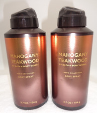 2 X Bath  Body Works MAHOGANY TEAKWOOD Body Spray For Men's Collection 3.7 oz