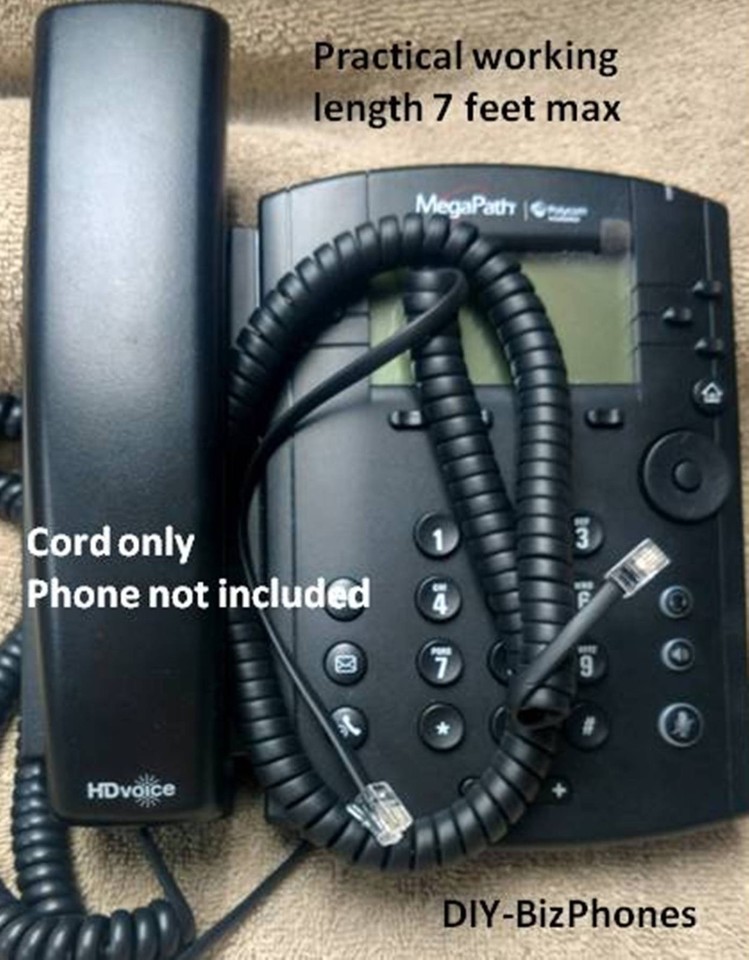 Lot of 10 Polycom VVX Series Phone Handset Cord IP VoIP Poly Edge Black ...