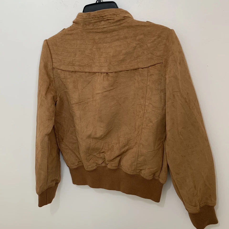 Brave Soul Mujer M Marrón Imitación Cuero Cremallera Moto Chaqueta Bombardero Moto Foto 4 de 4