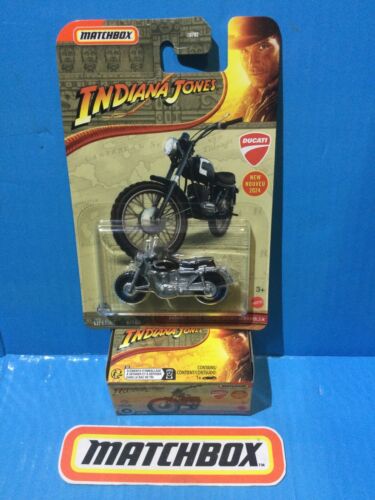 2x LOT MATCHBOX NEW LICENCED INDIANA JONES THEMED DUCATI SCRAMBLER MOTORCYCLE