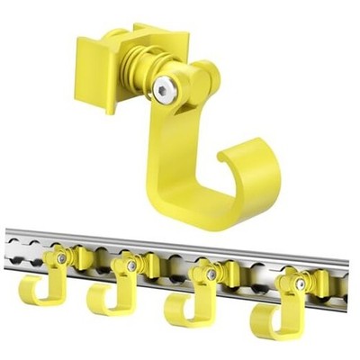 4 Pack L Track Hooks with Single Stud Fitting, Spring-Loaded Adjustable Yellow