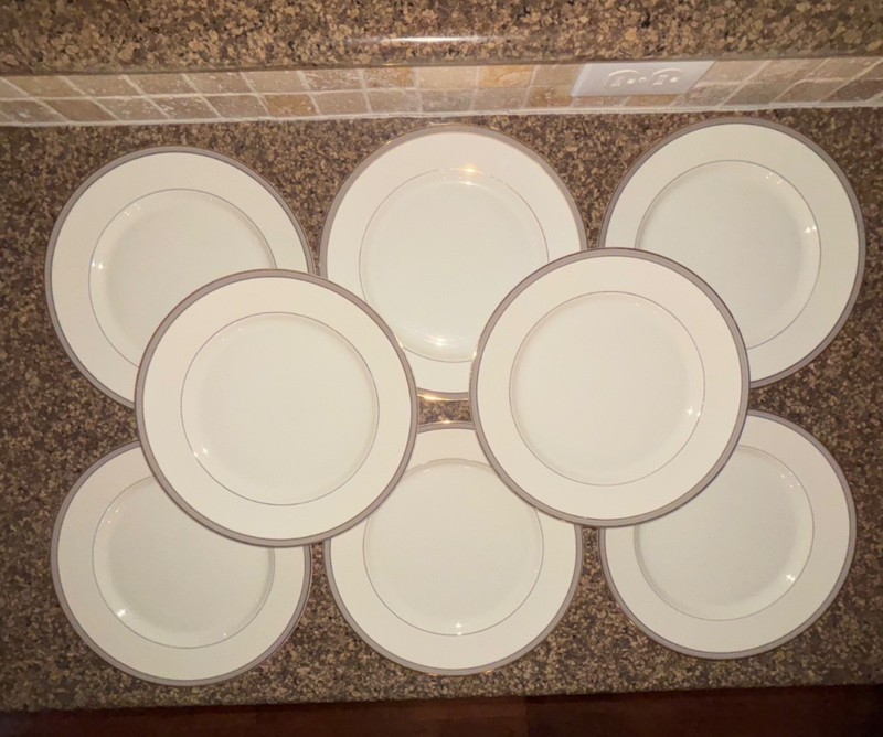Vintage Royal Limited Fine China "Dynasty Taupe" Set/8 Dinner Plates Japan