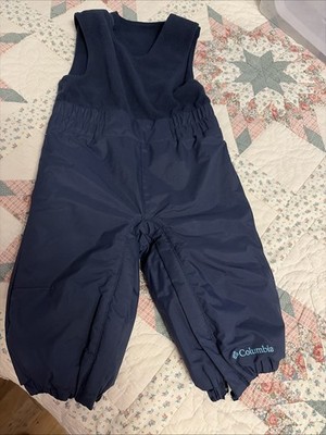 Columbia Snow Bibs 12-18 Months Navy Blue Fleece Lined Adjustable Shoulder Zip
