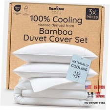 100 Viscose Derived from Bamboo Duvet Cover Size King White No Comforter 