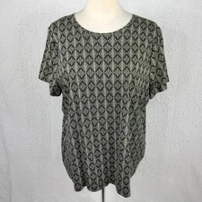 Croft & Barrow Classic Top Tee Shirt Size 3X Short Sleeve Stretch Black Geo