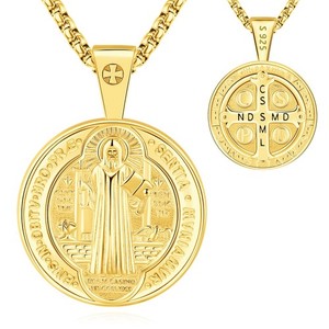 Authentic Eusense Medalla De San Benito Plata Oro Gold-plated St Benedict Medal Gold