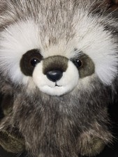 Aurora Raccoon Plush Stuffed Realistic Animal Faux Fur Gray Woodland Toy 9" 2018