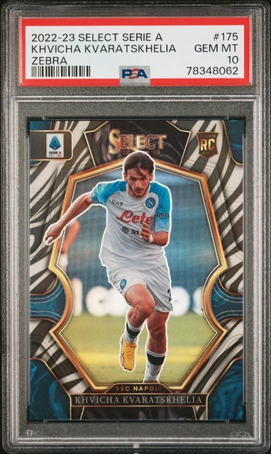 2022-23 Panini Select Khvicha Kvaratskhelia RC Zebra /20 PSA 10 Pop 3 #175