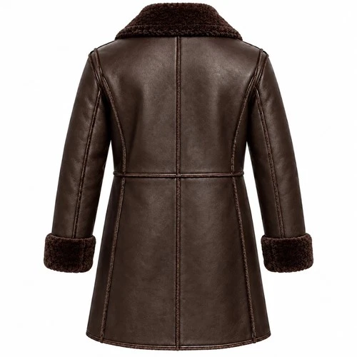 Mens Genuine Leather Shearling Coat Black Brown Fur Lined Winter Jacket image 5