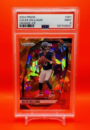 2024 PANINI PRIZM FOOTBALL ORANGE ICE #301 CALEB WILLIAMS PSA 9 MINT! BEARS!