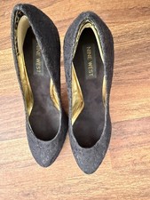 Nine West Women's Black Shimmer Pointed Toe Stiletto Slip On Size 7.5