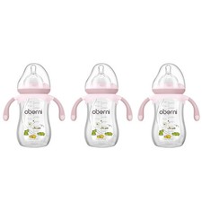3 PCS Pink 9oz Baby Toddler Milk Bottles Weighted Straw Fast Flow 12 Months