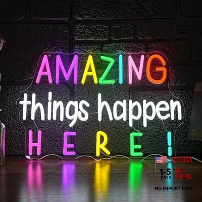 Neon Sign Positive Letters Neon Light Sign Dimmable Amazing Things Happen Here