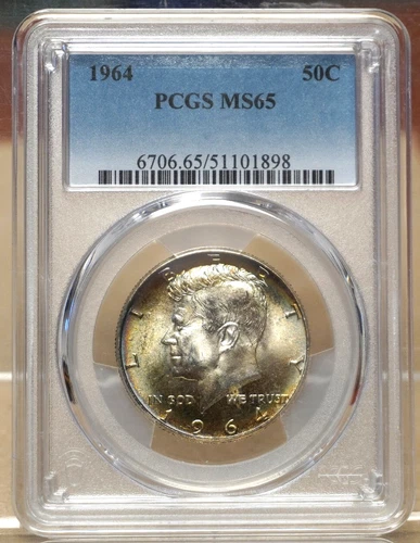 1964 KENNEDY HALF DOLLAR PCGS MS65 101898 - NICELY TONED