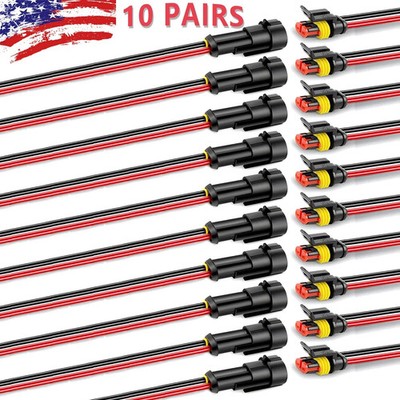 20X Car Electrical Wire Cable 2Pin Connector Way Plug Kit Male Female Waterproof