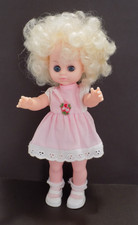 VTG Plastic Vinyl Girl Doll 4103 Curly Blonde Hair Sleepy Blue Eyes Outfit 9 In