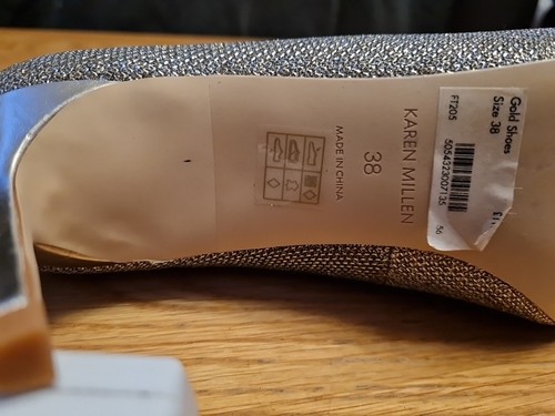 Scarpe corte Karen Millen EU 38 oro diamante oro scintillante punta prezzo consigliato £ 110 - Foto 10 di 12