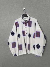 Vintage Sergio Tacchini Fleece Jacket Pullover Geometric Pattern Made In Italy